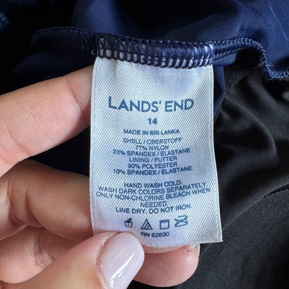 Lands End Womens Solid Navy Blue One Piece Swim Suit Size 14 Slimming - Picture 6 of 8